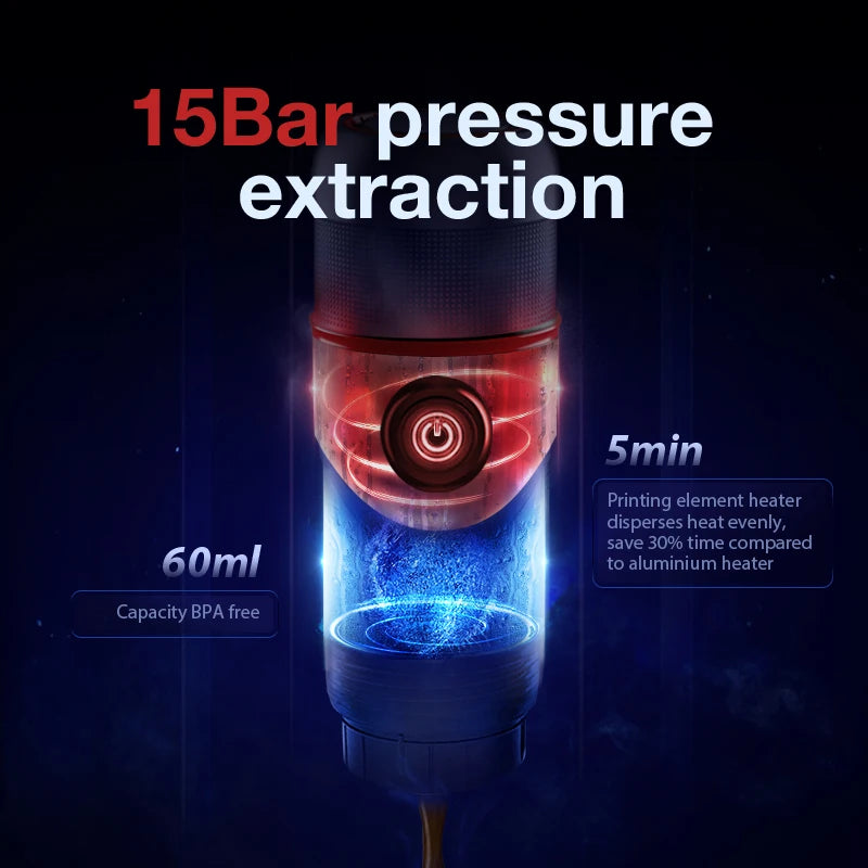 Portable Espresso Machine for Car & Home | 12V Travel Coffee Maker