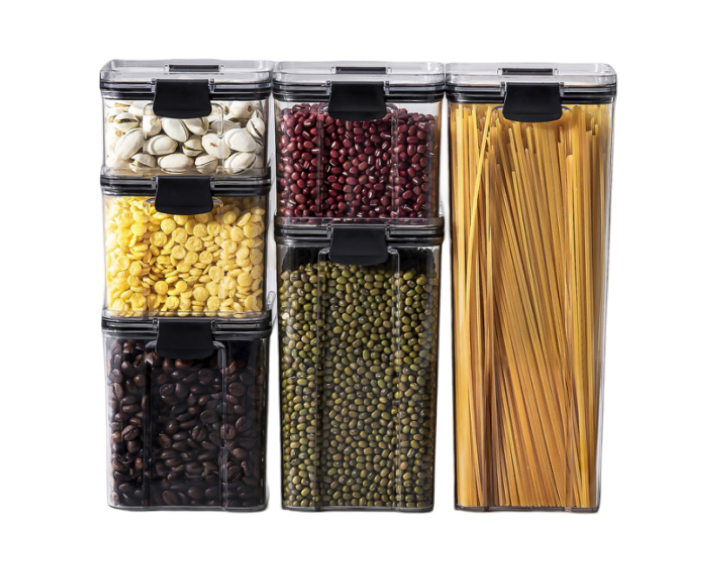 6 Pcs Set Bpa-Free Airtight Container Plastic Stackable Kitchen Organizer Cereal Dry Food Storage Kitchen Accessories BIn Box