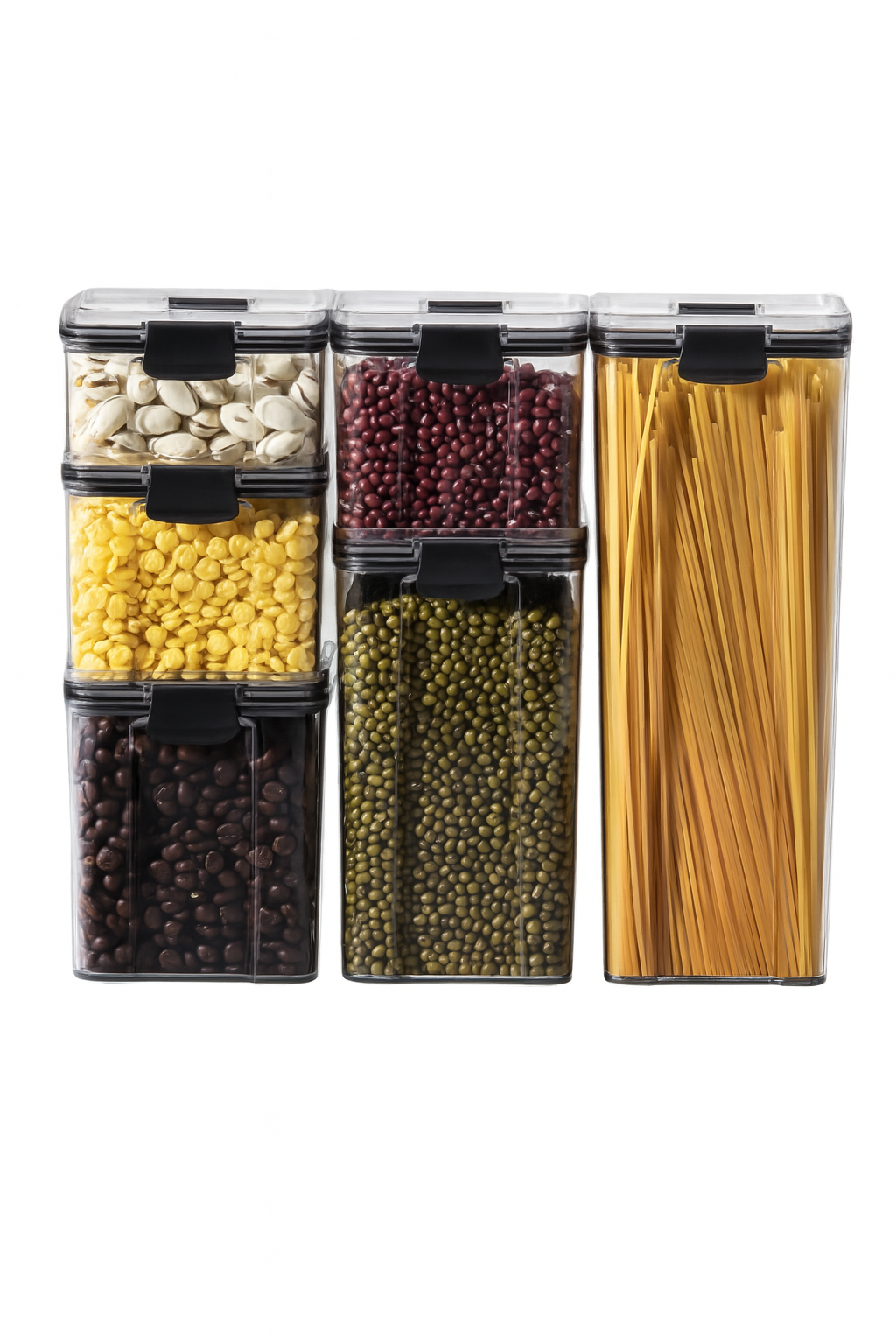 6 Pcs Set Bpa-Free Airtight Container Plastic Stackable Kitchen Organizer Cereal Dry Food Storage Kitchen Accessories BIn Box