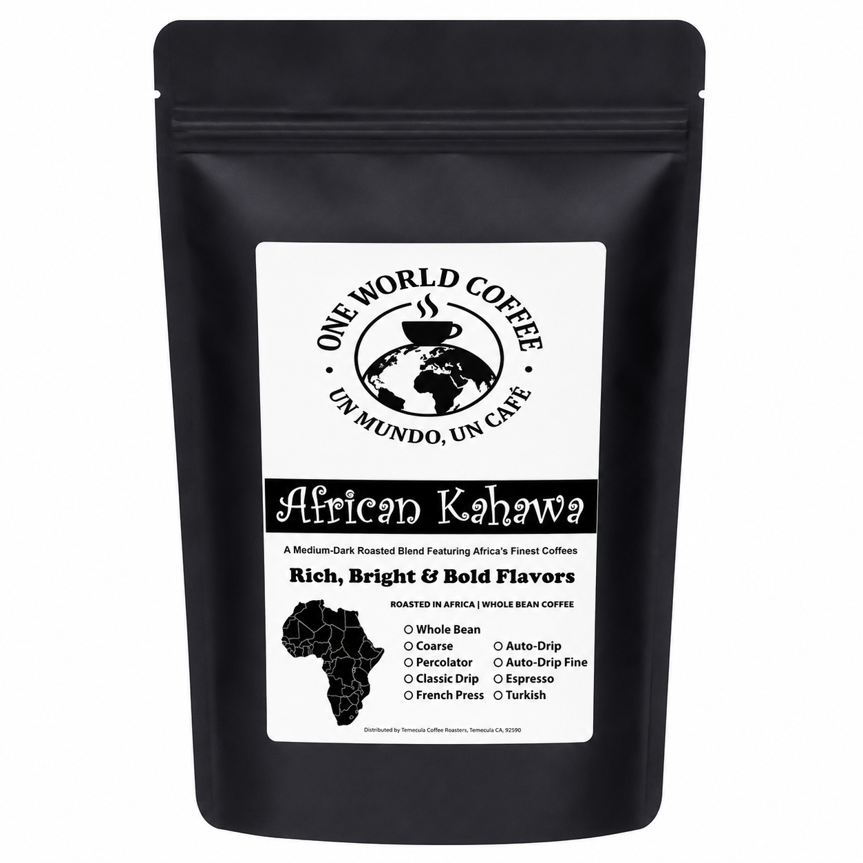 African Kahawa Blend Coffee – Medium-Dark Roast - One World Coffee, Un Mundo Un Cafe