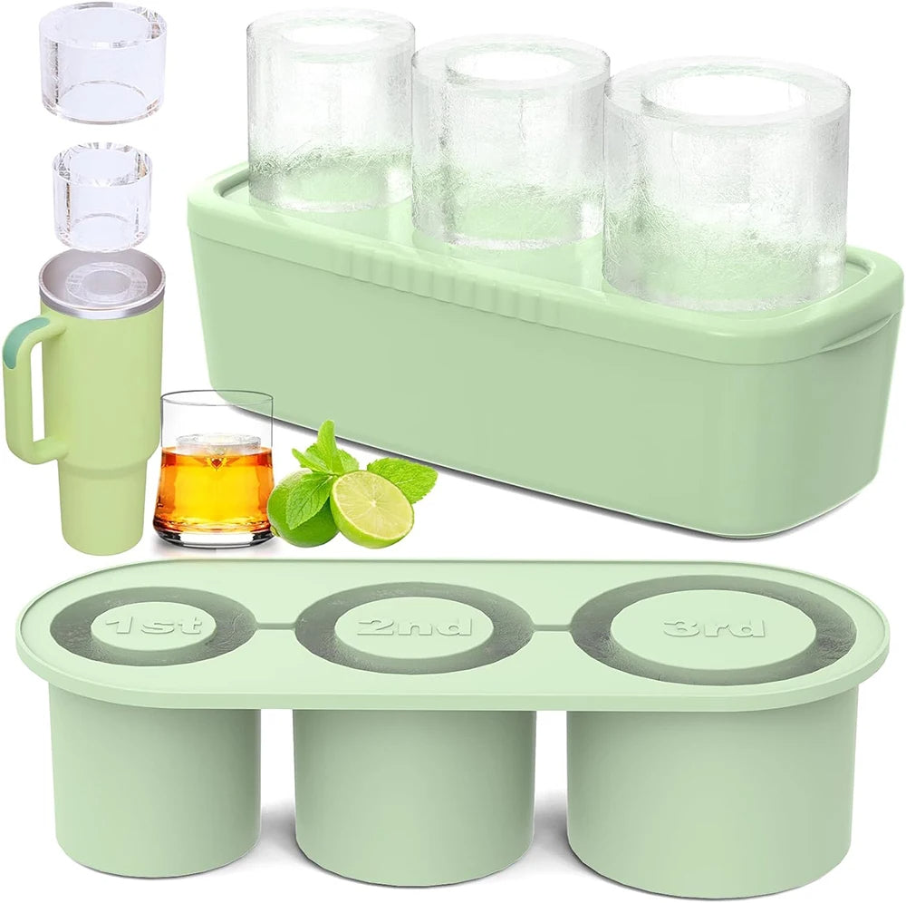 Silicone Ice Cube Tray for 40oz Tumbler BPA-Free Large Cylinder Ice Mold with Lid Reusable Stackable Ice Molds for Drinkware, Iced Coffee, Water Bottles & Hydration Cups