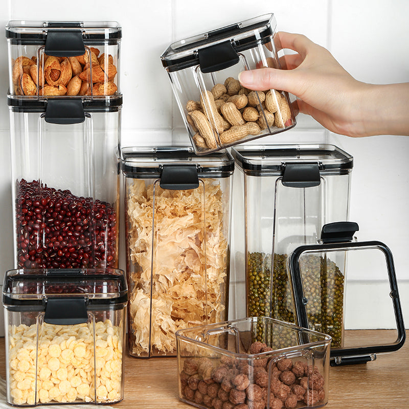 6 Pcs Set Bpa-Free Airtight Container Plastic Stackable Kitchen Organizer Cereal Dry Food Storage Kitchen Accessories BIn Box