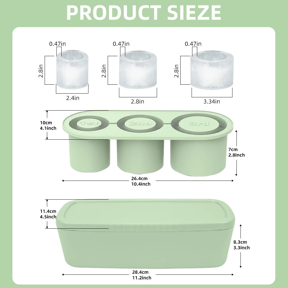 Silicone Ice Cube Tray for 40oz Tumbler BPA-Free Large Cylinder Ice Mold with Lid Reusable Stackable Ice Molds for Drinkware, Iced Coffee, Water Bottles & Hydration Cups