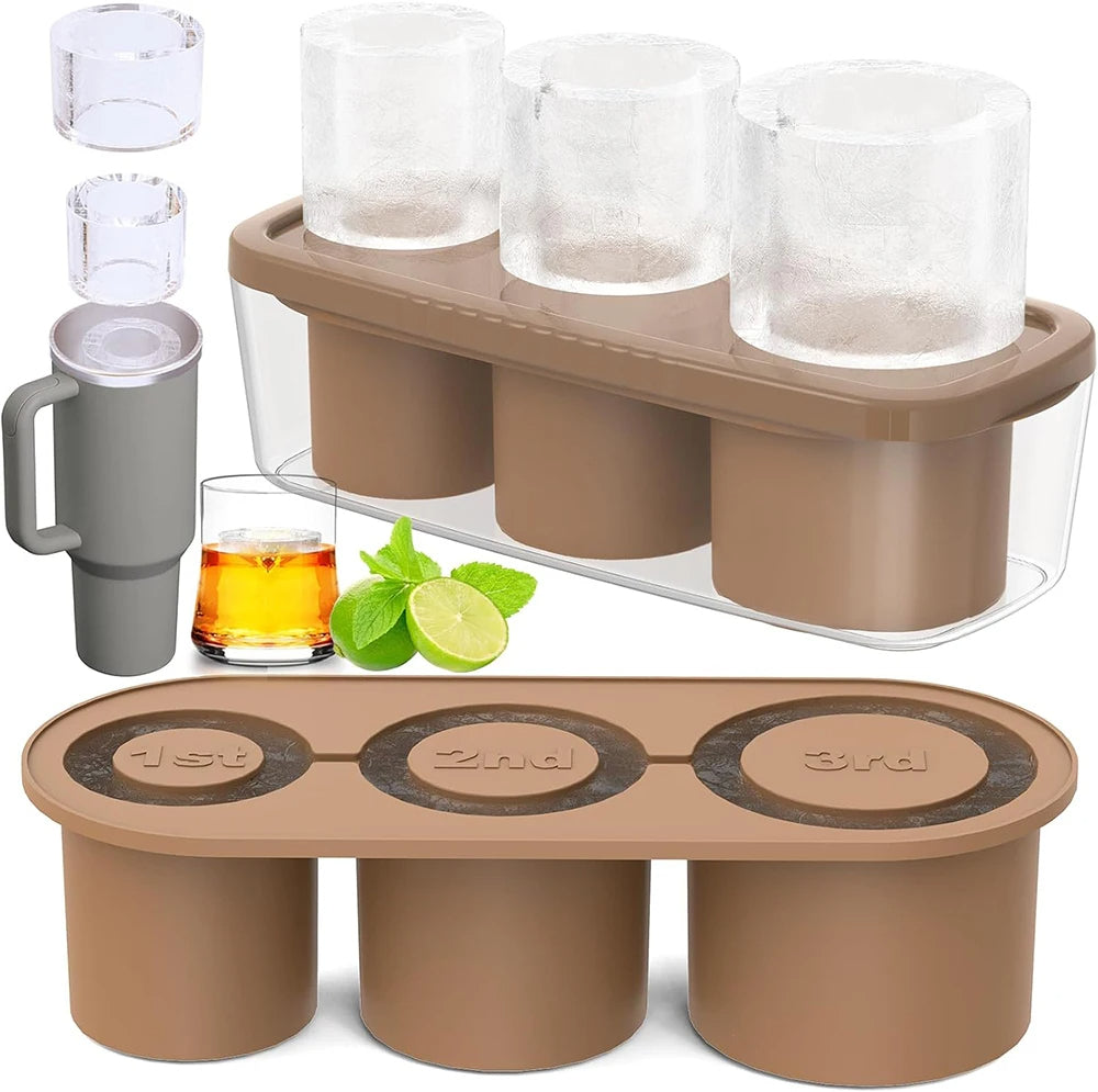 Silicone Ice Cube Tray for 40oz Tumbler BPA-Free Large Cylinder Ice Mold with Lid Reusable Stackable Ice Molds for Drinkware, Iced Coffee, Water Bottles & Hydration Cups