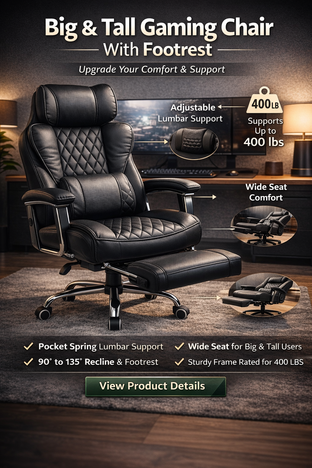 ergonomic office chair with footrest for home office