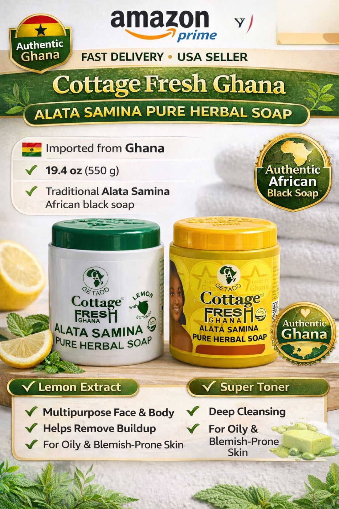 Alata Samina Soap 550g from Ghana African Black Soap
