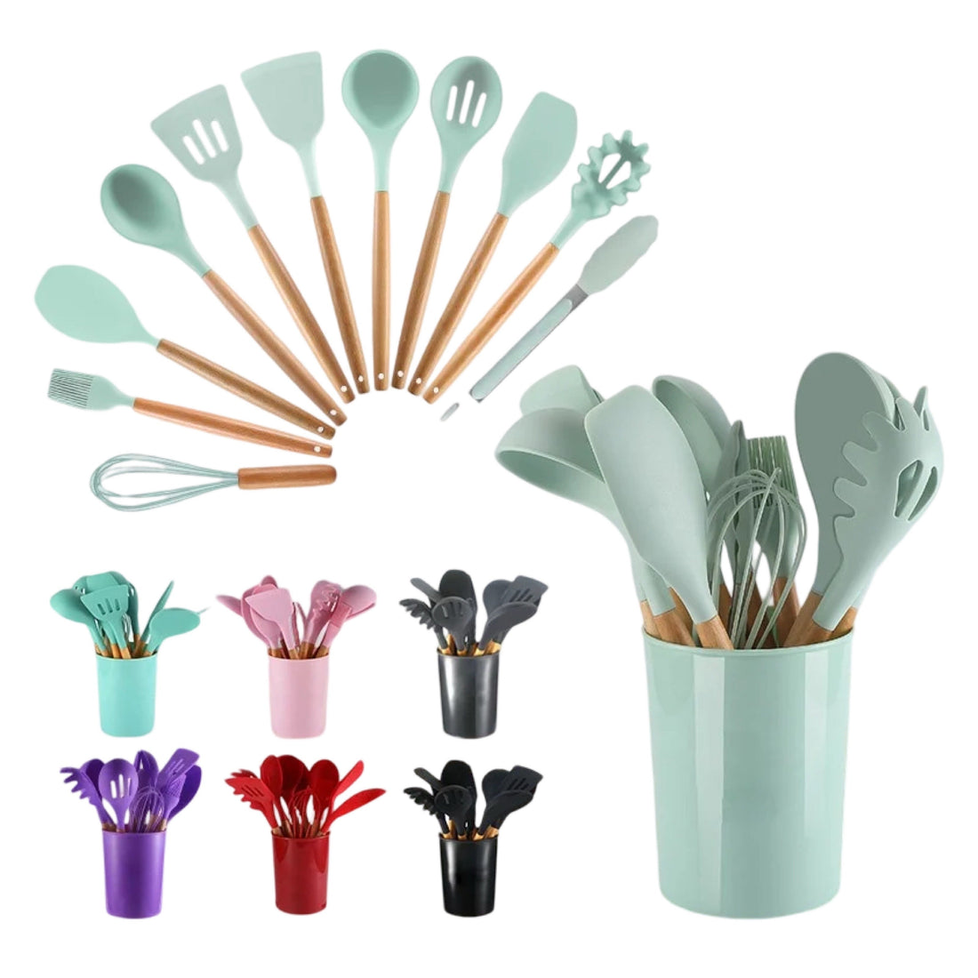 Best Silicone Kitchen Utensil Set for Nonstick Cookware: 12-Piece BPA-Free, Heat-Resistant Tools with Wooden Handles