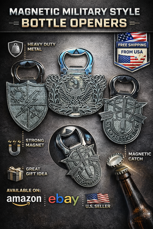 Magnetic Bottle Opener with Warrant Officer Eagle Rising Design, Fridge and Toolbox Mount