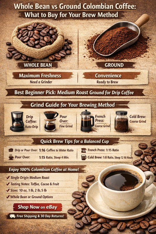 Whole Bean vs Ground Colombian Coffee: What to Buy for Your Brew Method