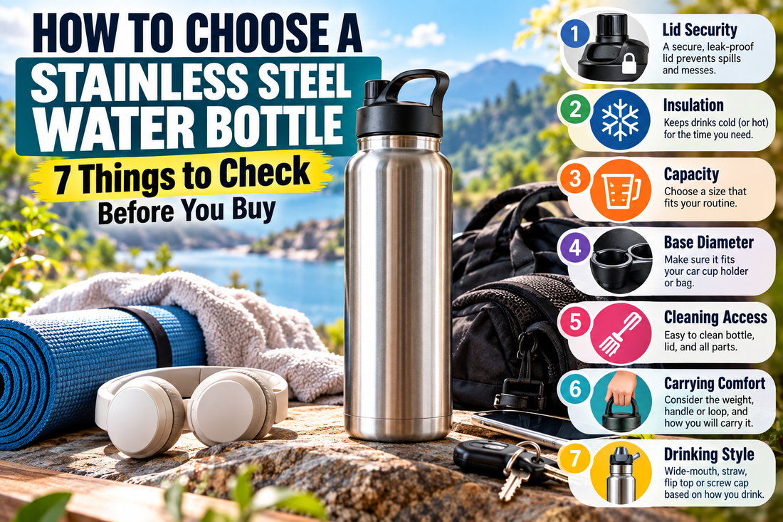 Stainless steel water bottle for everyday commuting, work, travel and hydration