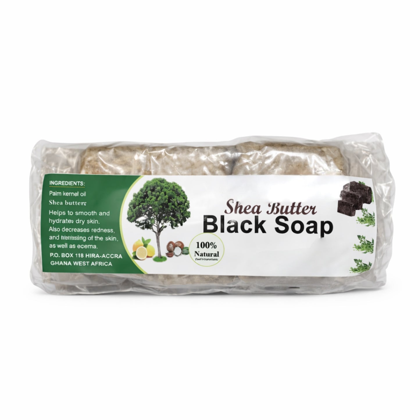 Raw African Black Soap Bar Set (6 Bars), Face and Body Cleanser