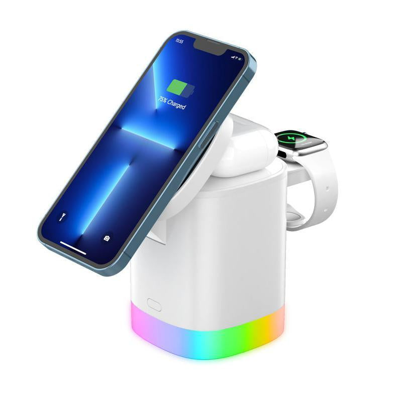 Wireless Charger 3 in 1 Wireless Charging Station QC3.0 15W Cube Charger Smart Watch Earbuds for iPhone Mobile Phone