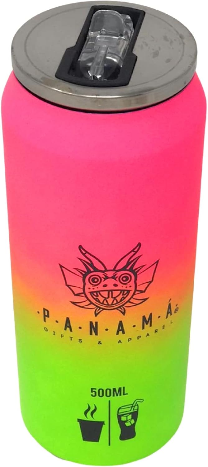 500Ml Insulated Tumbler Panama – Stainless Steel Reusable Travel Mug with Leakproof Lid and Straw – Hot and Cold Drink – Bpa-Free Panamanian Culture (Blue Green)