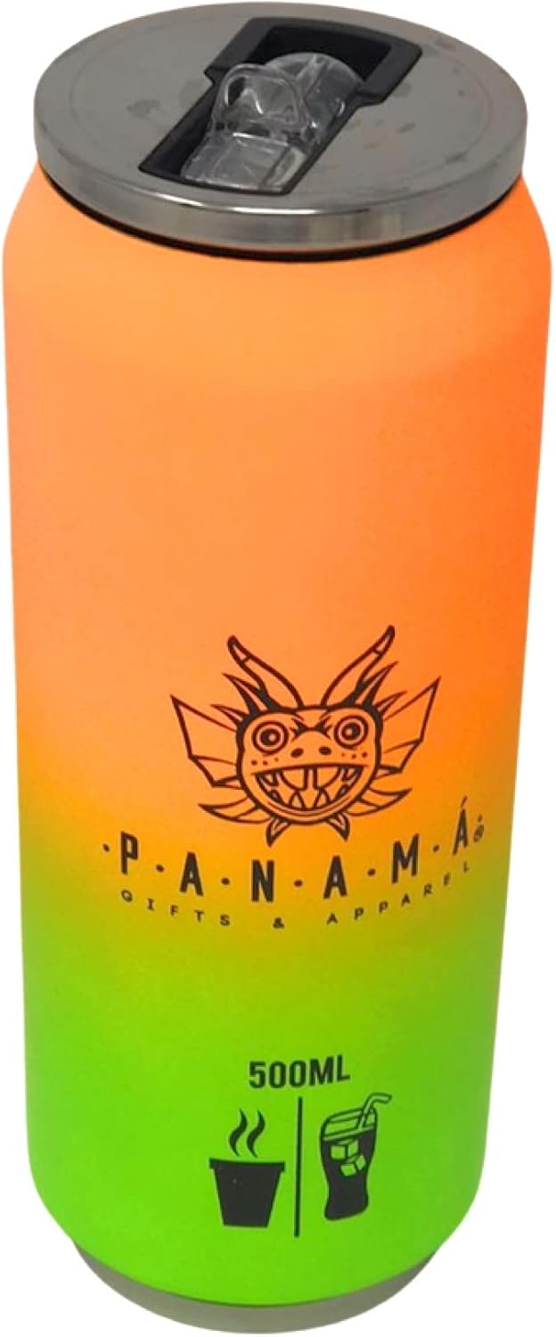 500Ml Insulated Tumbler Panama – Stainless Steel Reusable Travel Mug with Leakproof Lid and Straw – Hot and Cold Drink – Bpa-Free Panamanian Culture (Blue Green)