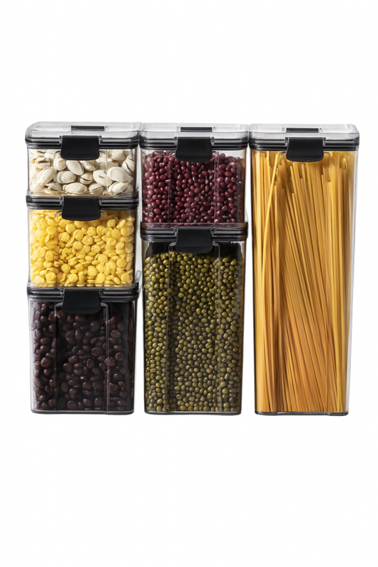 6 Pcs Set Bpa-Free Airtight Container Plastic Stackable Kitchen Organizer Cereal Dry Food Storage Kitchen Accessories BIn Box