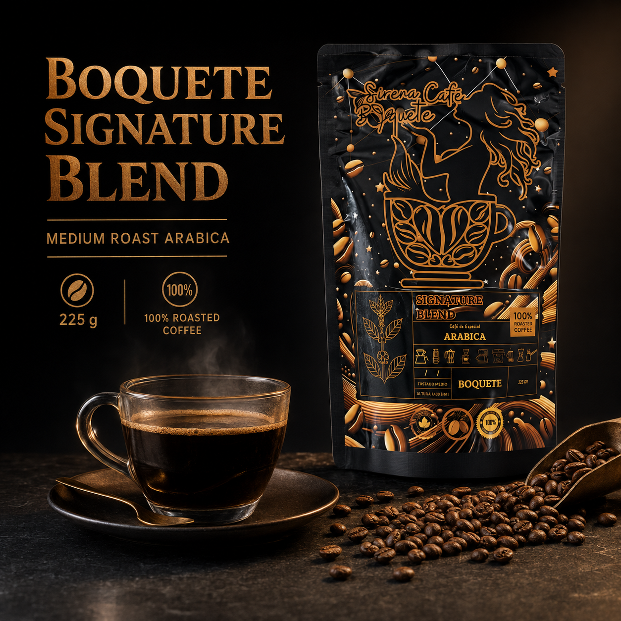 Specialty Ground Coffee 100% Arabica Medium Roast 225g Single Origin Panama Boquete Chiriqui Premium Fresh Roasted for Drip Pour over French Press Espresso