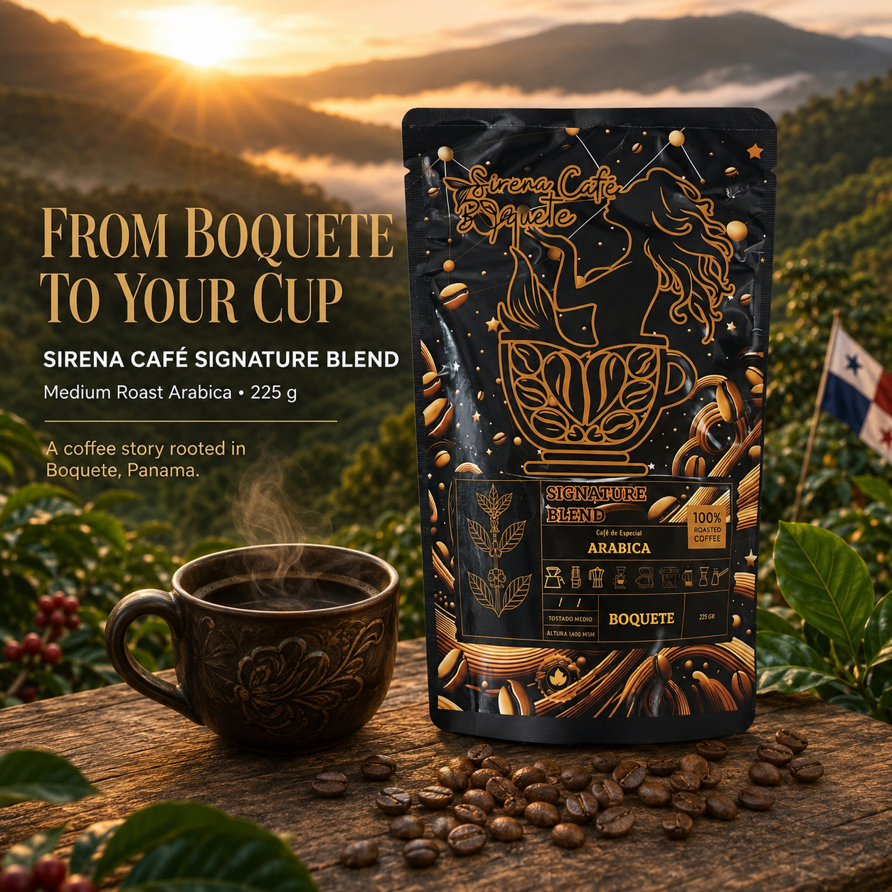 Specialty Ground Coffee 100% Arabica Medium Roast 225g Single Origin Panama Boquete Chiriqui Premium Fresh Roasted for Drip Pour over French Press Espresso