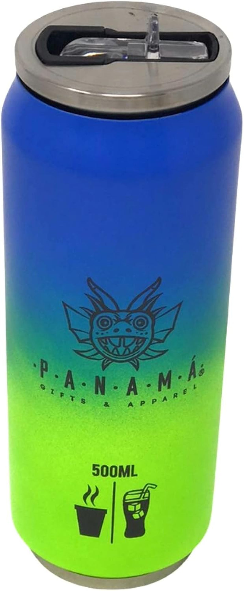 500Ml Insulated Tumbler Panama – Stainless Steel Reusable Travel Mug with Leakproof Lid and Straw – Hot and Cold Drink – Bpa-Free Panamanian Culture (Blue Green)