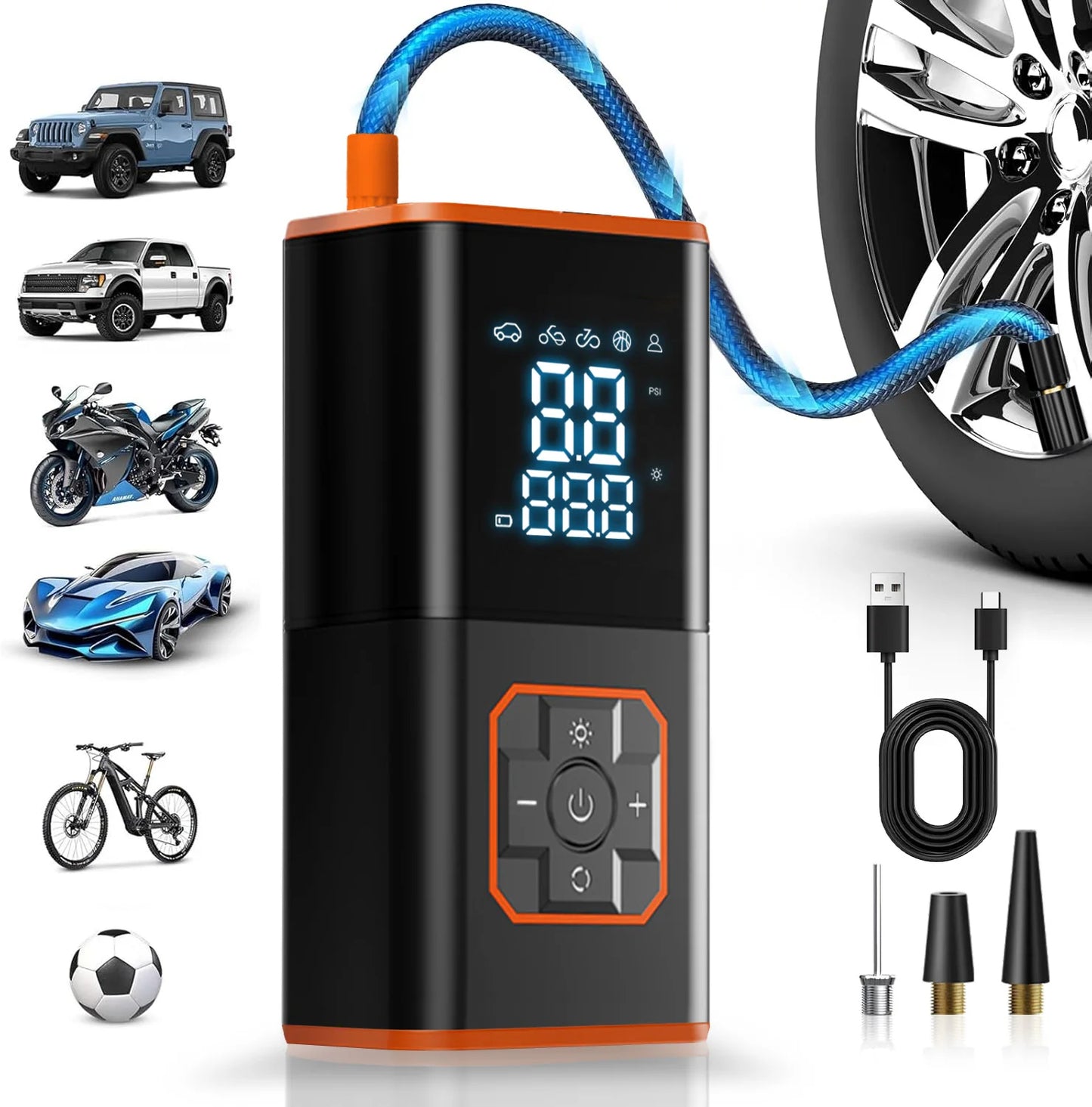 Car Tire Rechargeable Inflator Portable Air Compressor Car Inflatable Pumps Air Pump Suitable For Inflating Car Motorcycle Bicycle - Emergency Kit Essential