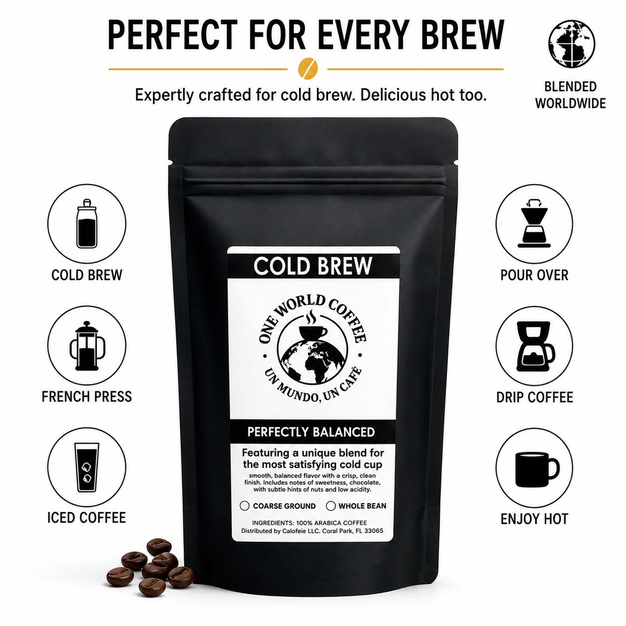 One World Coffee Cold Brew Extra Dark Coffee brew methods infographic