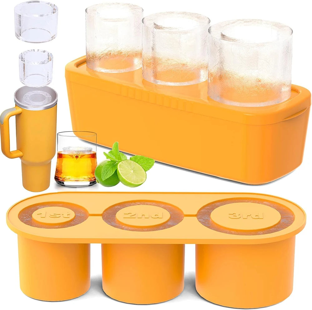 Silicone Ice Cube Tray for 40oz Tumbler BPA-Free Large Cylinder Ice Mold with Lid Reusable Stackable Ice Molds for Drinkware, Iced Coffee, Water Bottles & Hydration Cups